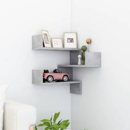 Berkfield Home Wall Corner Shelf Concrete Grey 40x40x50 cm Engineered Wood - Size: 40 x 40 x 50 cm - thumbnail 2