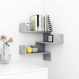 Berkfield Home Wall Corner Shelf Concrete Grey 40x40x50 cm Engineered Wood - Size: 40 x 40 x 50 cm