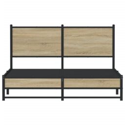 Berkfield Home Metal Bed Frame without Mattress Sonoma Oak 150x200 cm King Size in Brown - thumbnail 5