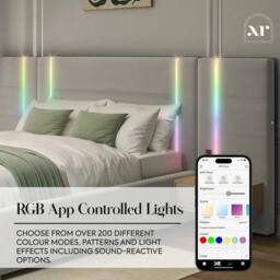 X Rocker Amelia Ottoman Hotel Bed with App-Controlled LED Lights & Bedsides in Grey - Size: King - thumbnail 3