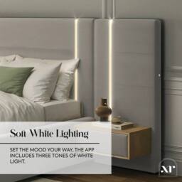 X Rocker Amelia Ottoman Hotel Bed with App-Controlled LED Lights & Bedsides in Grey - Size: King - thumbnail 5