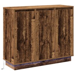Berkfield Home Sideboard with LED - Old Wood - 90x32x75 cm - Engineered Wood in Brown - Size: 90 x 32 x 75 cm - thumbnail 2