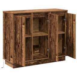 Berkfield Home Sideboard with LED - Old Wood - 90x32x75 cm - Engineered Wood in Brown - Size: 90 x 32 x 75 cm - thumbnail 6