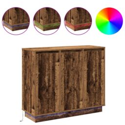 Berkfield Home Sideboard with LED - Old Wood - 90x32x75 cm - Engineered Wood in Brown - Size: 90 x 32 x 75 cm - thumbnail 4