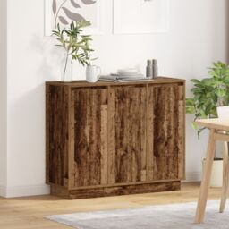Berkfield Home Sideboard with LED - Old Wood - 90x32x75 cm - Engineered Wood in Brown - Size: 90 x 32 x 75 cm - thumbnail 1