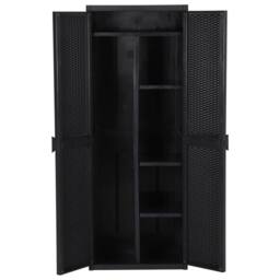 Berkfield Home Garden Storage Cabinet Black 65x45x172 cm PP Rattan - Size: 65 x 45 x 172 cm - thumbnail 4