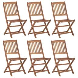 Berkfield Home Sturdy Folding Garden Chairs 6 pcs Solid Acacia Wood in Brown - thumbnail 2