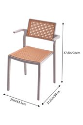 Living and Home Set of 4 Pseudo-rattan PP Dining Chair with Armrest in Grey - thumbnail 6