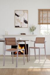 Living and Home Set of 4 Pseudo-rattan PP Dining Chair with Armrest in Grey - thumbnail 4