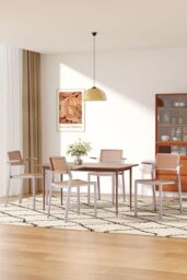 Living and Home Set of 4 Pseudo-rattan PP Dining Chair with Armrest in Grey - thumbnail 3