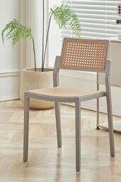 Living and Home Set of 4 Pseudo-rattan PP Dining Chair with Armrest in Grey - thumbnail 2