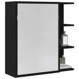 Berkfield Home Modern Black Oak Bathroom Mirror Cabinet - 62.5 x 20.5 x 64 cm