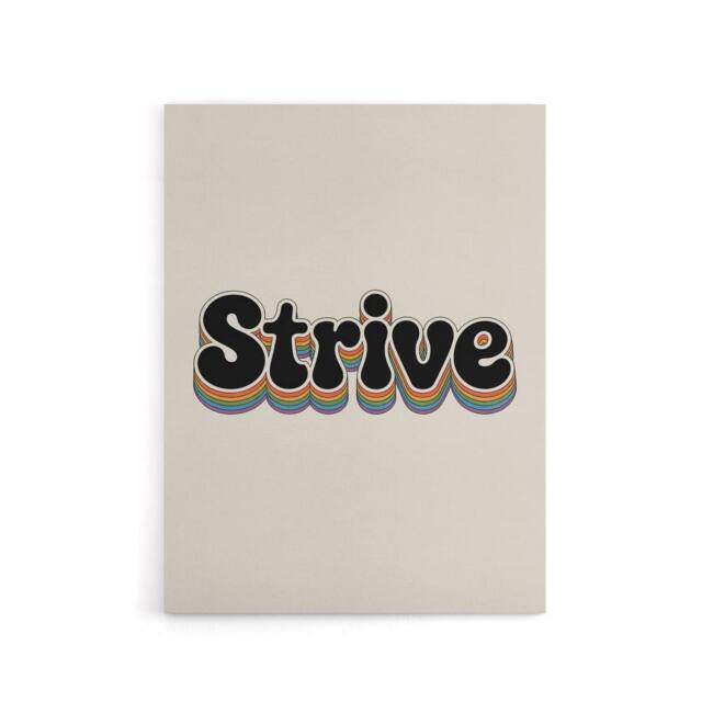 "Artery8 Strive Colourful Retro Rainbow Font Typography Canvas Wall Art Print in Beige - Size: W18"" x H24""" - image 1