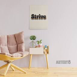 "Artery8 Strive Colourful Retro Rainbow Font Typography Canvas Wall Art Print in Beige - Size: W18"" x H24""" - thumbnail 3