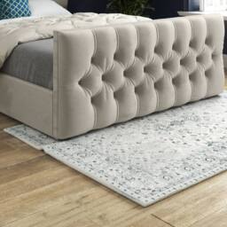 Casani Poulton Upholstered Beige Soft Velvet Designer Bed Frame in Cream - Size: Super King - thumbnail 6