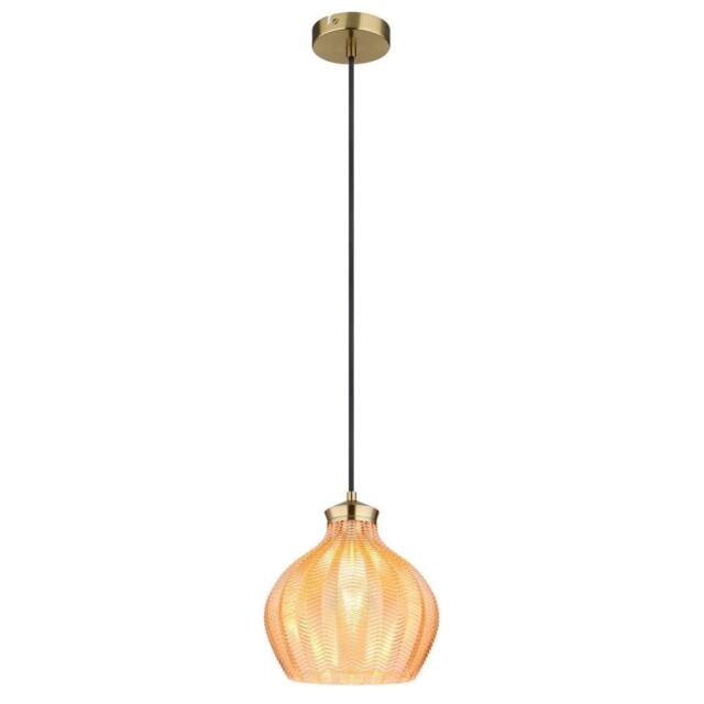 Netlighting Jessica Dome Pendant Gold Colours Matt Amber Glass Shade 1x E27 - image 1
