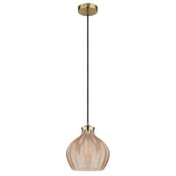 Netlighting Jessica Dome Pendant Gold Colours Matt Amber Glass Shade 1x E27 - thumbnail 2