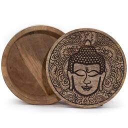 KDMD Elegant Black Buddha Face Round Storage Box - 17.5x7.5cm in Brown - Size: 17.5x7.5 cm - thumbnail 2