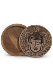KDMD Elegant Black Buddha Face Round Storage Box - 17.5x7.5cm in Brown - Size: 17.5x7.5 cm - thumbnail 1