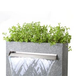 Primrose Granite Waterfall Planter Water Feature Lights Plant Pot Fountain 89cm in Light Grey - thumbnail 4
