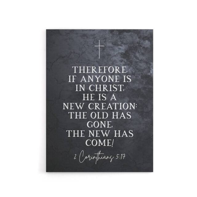 "Artery8 Corinthians 5 17 New Creation Bible Quote Canvas Wall Art Print in Grey - Size: W18"" x H24""" - image 1