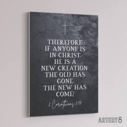 "Artery8 Corinthians 5 17 New Creation Bible Quote Canvas Wall Art Print in Grey - Size: W18"" x H24""" - thumbnail 2