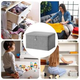 EONLION L Storage Box With Combination Lock Storage Box with Lid in Grey - thumbnail 3