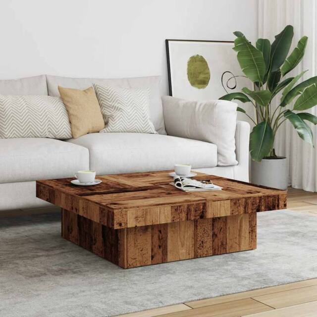 Berkfield Home Durable Coffee Table Old Wood 90x90x28 cm Engineered Wood in Brown - Size: 90 x 90 x 28 cm - image 1
