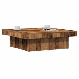Berkfield Home Durable Coffee Table Old Wood 90x90x28 cm Engineered Wood in Brown - Size: 90 x 90 x 28 cm - thumbnail 2