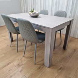 KOSY KOALA Grey Table With 4 Grey Padded Chairs Kitching Dining Set Dining Room Dining Set for 4 - Size: 140 cm x 80 cm - thumbnail 2