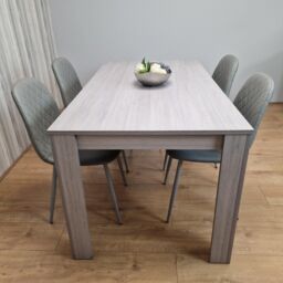 KOSY KOALA Grey Table With 4 Grey Padded Chairs Kitching Dining Set Dining Room Dining Set for 4 - Size: 140 cm x 80 cm - thumbnail 3