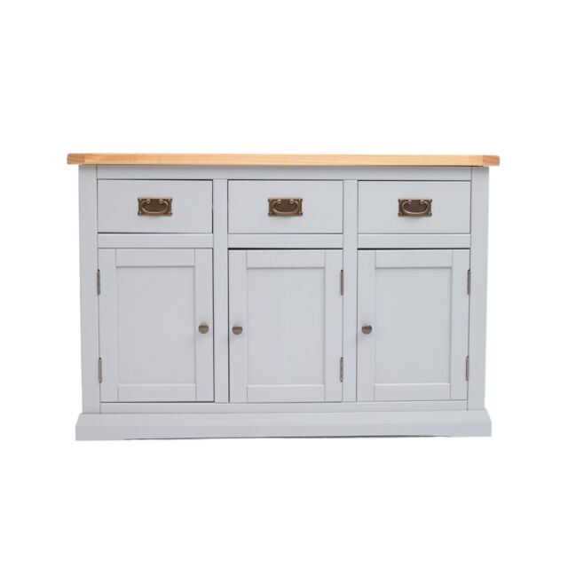 Cabinet Bits Loreo Light Grey 3 Drawer 3 Door Sideboard Brass Drop Handle - image 1