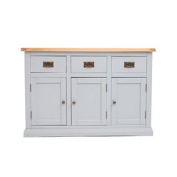 Cabinet Bits Loreo Light Grey 3 Drawer 3 Door Sideboard Brass Drop Handle