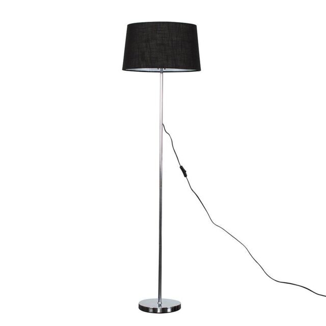 ValueLights Charlie Silver Floor Lamp Black Shade - image 1