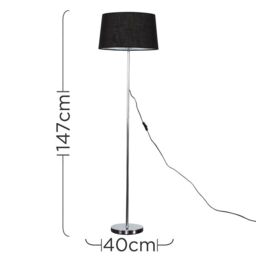 ValueLights Charlie Silver Floor Lamp Black Shade - thumbnail 5