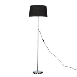 ValueLights Charlie Silver Floor Lamp Black Shade - thumbnail 1
