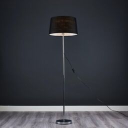ValueLights Charlie Silver Floor Lamp Black Shade - thumbnail 2
