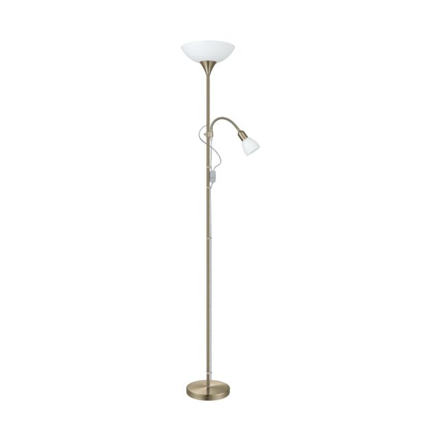 Loops Floor Lamp Light Bronzed Shade White Plastic Glass Bulb E27 E14 1x60W 1x25W - image 1