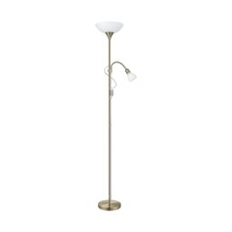 Loops Floor Lamp Light Bronzed Shade White Plastic Glass Bulb E27 E14 1x60W 1x25W - thumbnail 1