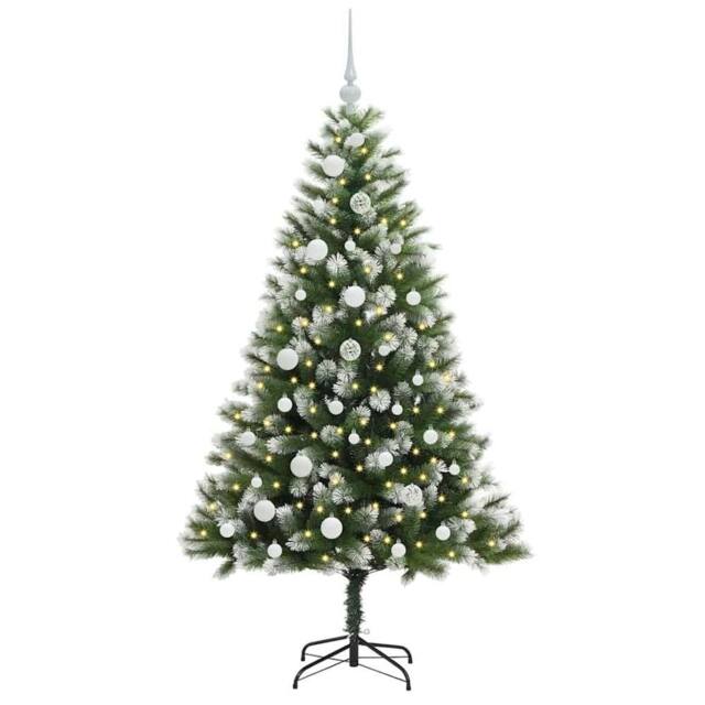 Berkfield Home Lush Artificial Hinged Christmas Tree with Flocked Snow 150 cm in Green - image 1