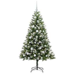 Berkfield Home Lush Artificial Hinged Christmas Tree with Flocked Snow 150 cm in Green - thumbnail 1