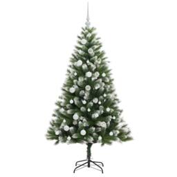 Berkfield Home Lush Artificial Hinged Christmas Tree with Flocked Snow 150 cm in Green - thumbnail 4