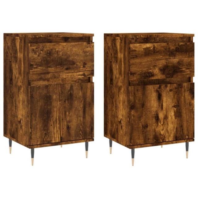 Berkfield Home Sideboards 2 pcs Smoked Oak 40x35x70 cm Engineered Wood in Brown - Size: 40 x 35 x 70 cm - image 1