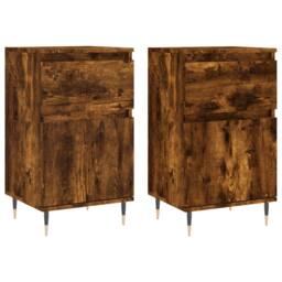 Berkfield Home Sideboards 2 pcs Smoked Oak 40x35x70 cm Engineered Wood in Brown - Size: 40 x 35 x 70 cm - thumbnail 1