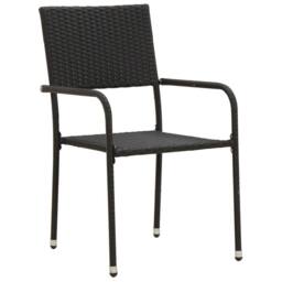 Berkfield Home 3 Piece Outdoor Dining Set Poly Rattan Black - thumbnail 4