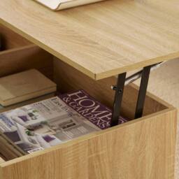 Havendro Wooden Coffee Table With 2 Large Drawers Oak in Light Oak - thumbnail 2
