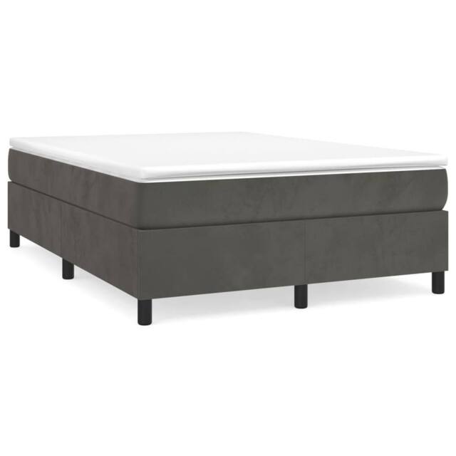 Berkfield Home Box Spring Bed Frame Dark Grey 135x190 cm Double Velvet - image 1