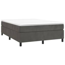 Berkfield Home Box Spring Bed Frame Dark Grey 135x190 cm Double Velvet - thumbnail 3