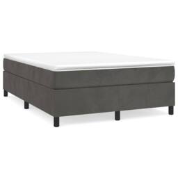 Berkfield Home Box Spring Bed Frame Dark Grey 135x190 cm Double Velvet - thumbnail 1