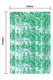 Netagon Shimmer Tinsel Curtain Reindeer Christmas Tree Design 2M x 1M Green - thumbnail 3